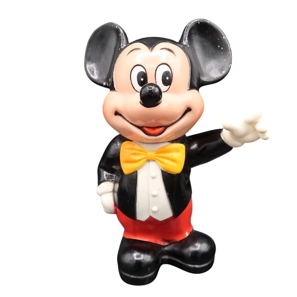 Mickey Mouse Coin Bank Plastic 6 inch Hong Kong Walt Disney Productions Vintage